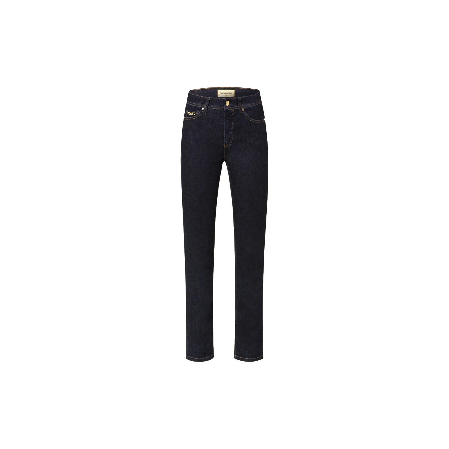 Cambio Jeans Piper cropped in dunkelblau. 5-Pocket Hose in weichen Denim Stretch mit Goldkette von Cambio online kaufen. 7/8 Jeans in cleanem indigo blau mit schmalem Schnitt aus der neuen Cambio Kollektion.