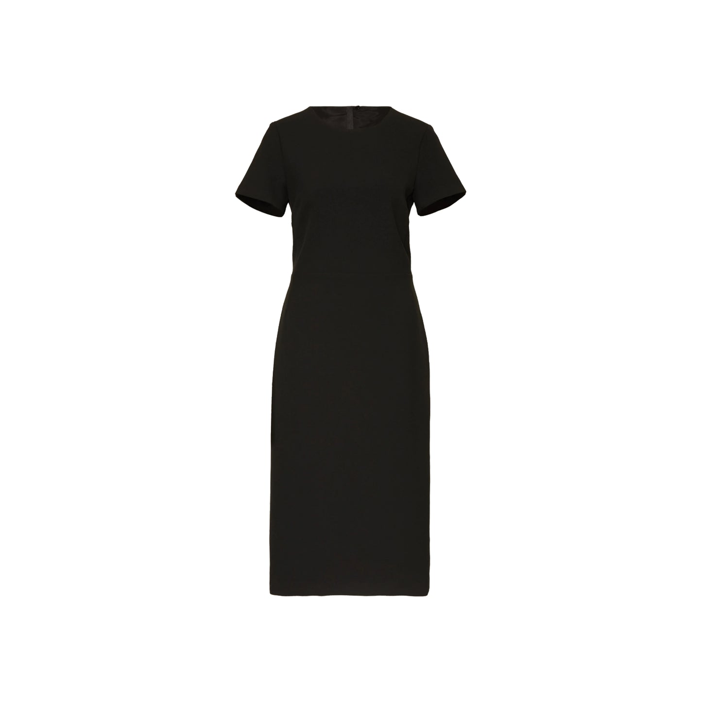 NVSCO Kleid Colette in schwarz. Schmal geschnittenes Etuikleid in kompakter Techno Viskose Qualität von NVSCO 2107 online kaufen. Designer Kleid mit dekorativem Reißverschluss in gold am Rücken aus der neuen NVSCO 2107 Kollektion.