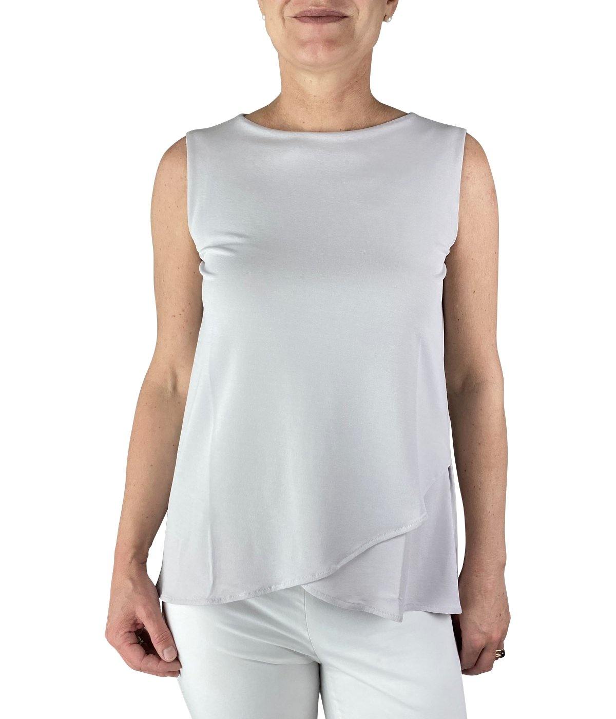 Kimmich Trikot Shirts online kaufen Top in silber aus feiner Viskosestretchqualität mit edlem Volantabschluß und feminin schmalem Schnitt online bestellen