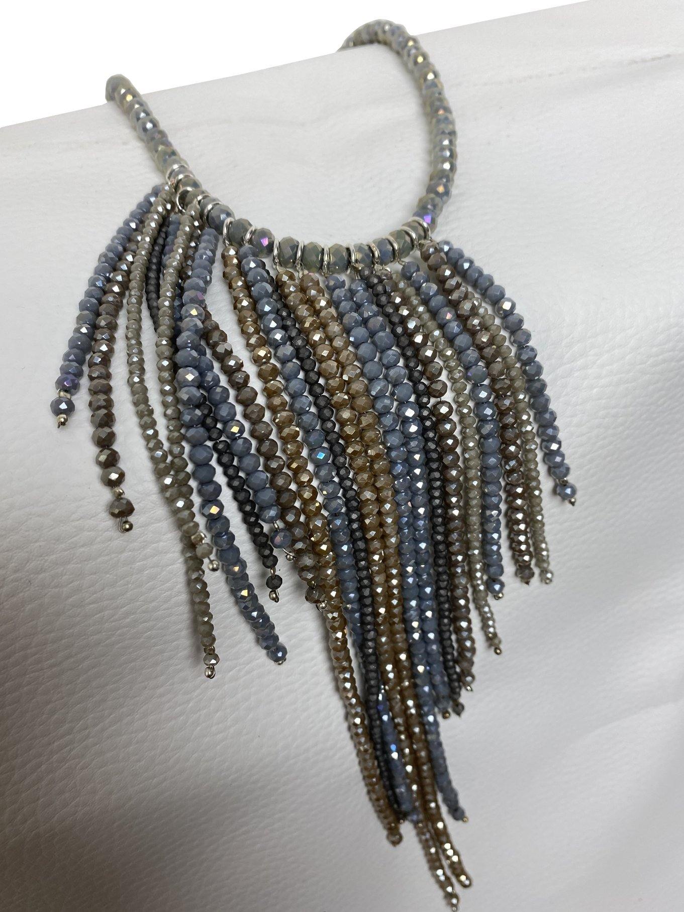 Halskette aus mehrsträngigen Glasperlen grey - C. Strauch Mode 
