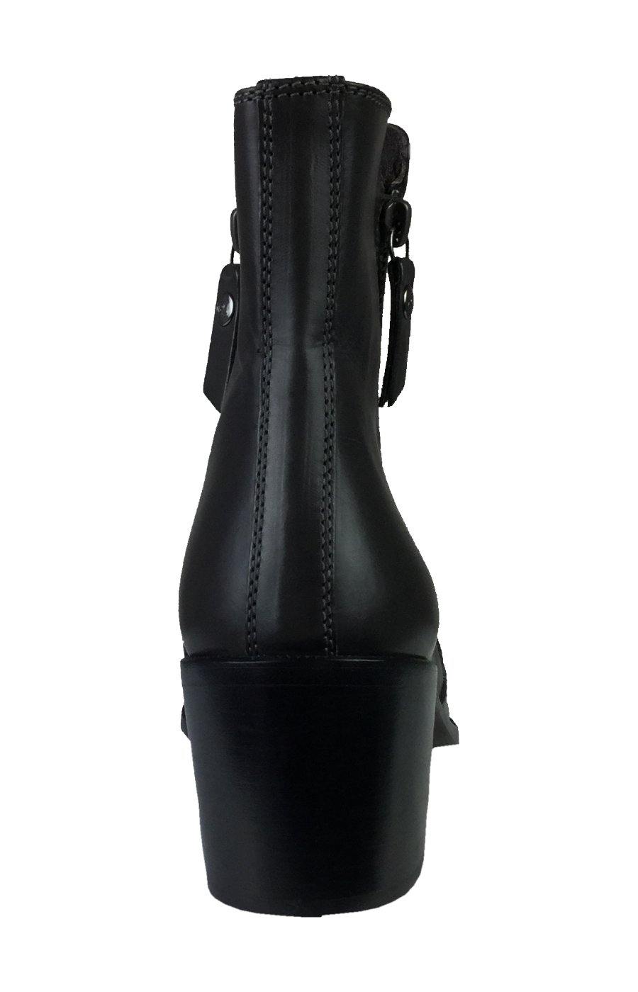 AGL Stiefelette in schwarz asphalt grau mit 6cm hohem Blockabsatz sale. Attilio Giusti Leombruni low boots mit seitlichen Reißverschluß und spitzem feminem Leisten in Größe 37 preisreduziert.