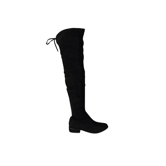 Bibi Lou Schuhe sale. Bibi Lou Overknee Stiefel in schwarzen Wildleder. Sportiver Stiefel mit Schafthöhe über das Knie und schmalem Leisten aus der neuen Bibi Lou HW Kollektion.