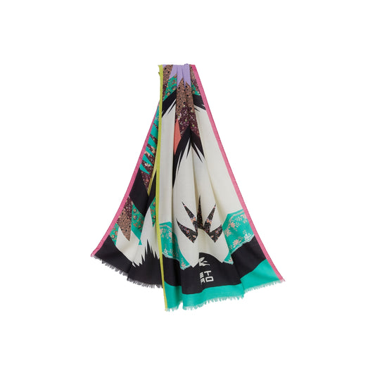 Etro Schal Damen online kaufen. Kaschmir Seidenschal mit großem Format von Etro Milano. Schal Delhy mit frühlingshaftem Print aus der neuen Etro Kollektion.