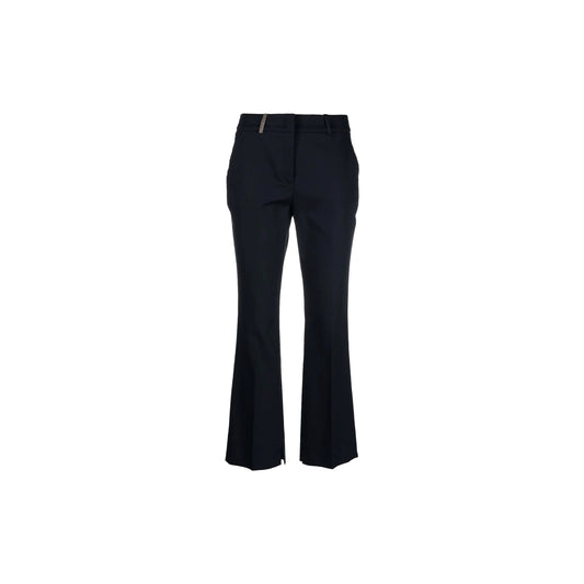 Peserico cropped Hose in schwarz. Modische flared Hose mit kick von Peserico online kaufen. Damen Designer Hose in leichter Baumwolle Viskose Qualität aus der neuen Peserico Kollektion.