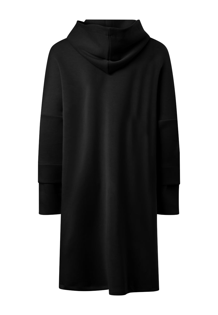 Sold out Hoodie Kleid in schwarz. Modisches street wear Kleid mit Kapuze von Sold out online kaufen. Schlupfkleid in weicher Modal Techno Qualität aus der neuen Sold out Kollektion.